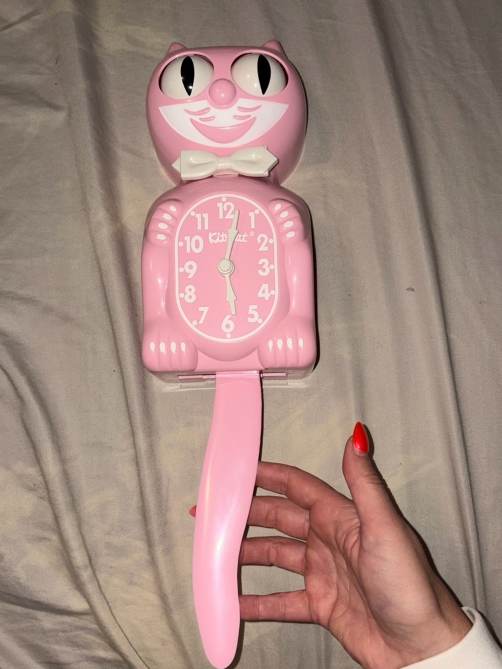 Pink Cat Wall Clock Toy - Kids Decorative Clock